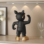 Bulldog Wine Bottle Holder rear view of the black glass-holding style showing raised arm and gold-tone shoes.