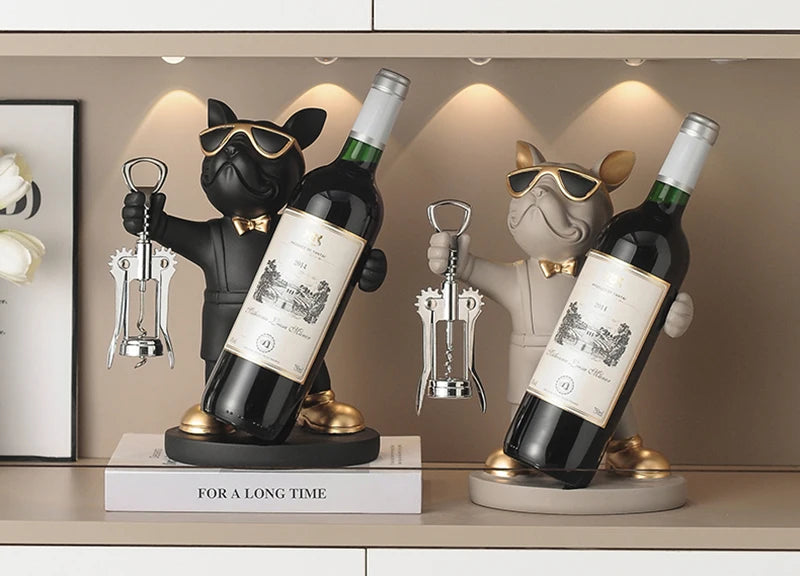 Bulldog Wine Bottle Holder black and grey bottle-holding styles with round stands displayed side by side.