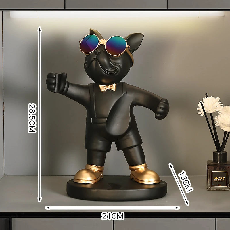 Bulldog Wine Bottle Holder black bottle-holding style with round base and 28.5 × 21 × 13 cm dimensions.