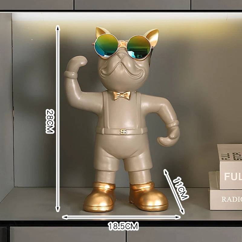 Bulldog Wine Bottle Holder grey glass-holding style without a base, showing 28 × 18.5 × 11 cm dimensions.
