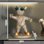 Bulldog Wine Bottle Holder grey bottle-holding style with round base and 28.5 × 21 × 13 cm dimensions.