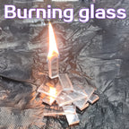 Pile of clear acrylic fire starter tabs beside a burning tab