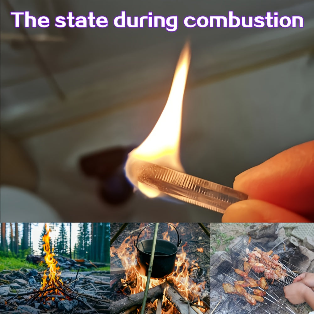 Supplier demonstration of a burning clear acrylic tab with campfire and grill images