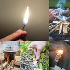 Burning Glass Fire Starters collage showing tabs, kindling and outdoor cooking scenes
