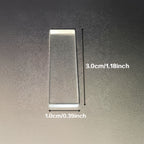Clear acrylic fire starter tab dimensions shown as 3 cm by 1 cm