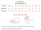 Butterfly Knit Shoes supplier size chart with EU and Brazil sizes, foot lengths in centimeters and measuring instructions.