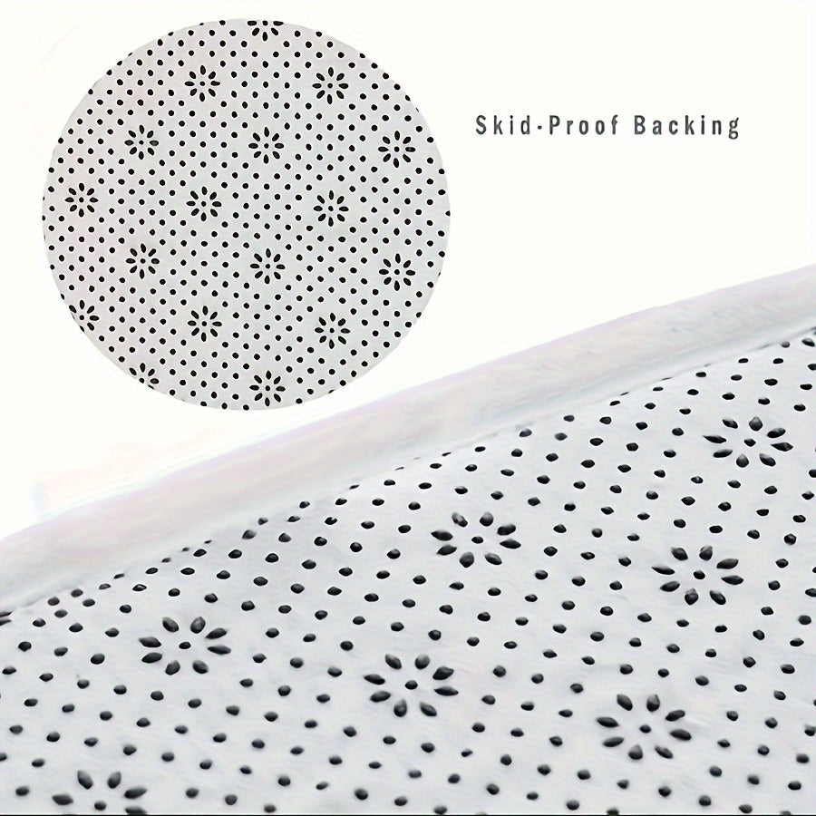 Ocean Bliss Mat featuring detailed skid-proof backing pattern with floral dot design in white - anti-fatigue comfort mat