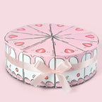 Cake Slice Favor Boxes in pink forming a complete cake-shaped display secured with matching ribbon