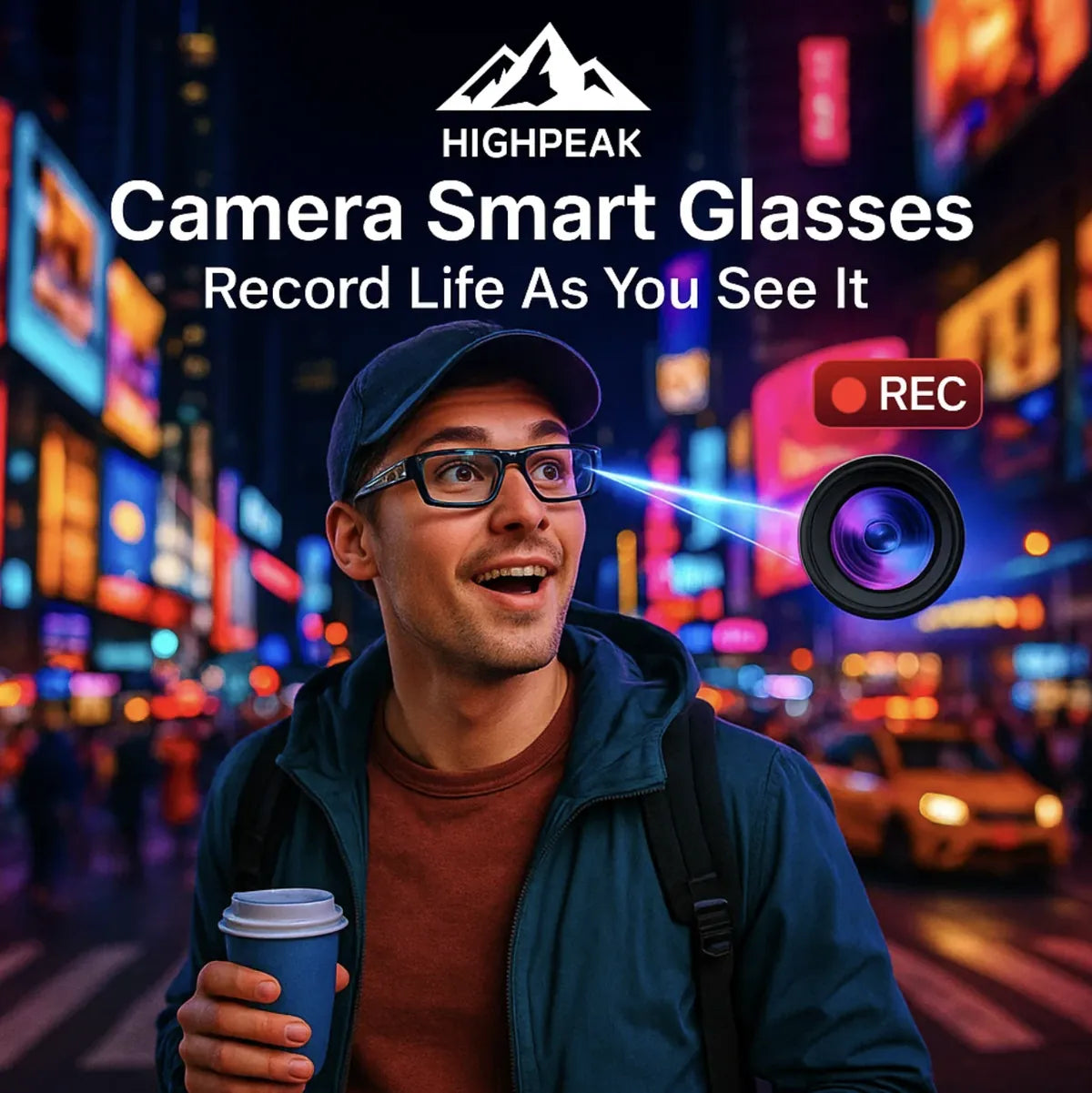 HighPeak Video Smart Glasses – 1080HD Hands-Free Camera with 64GB