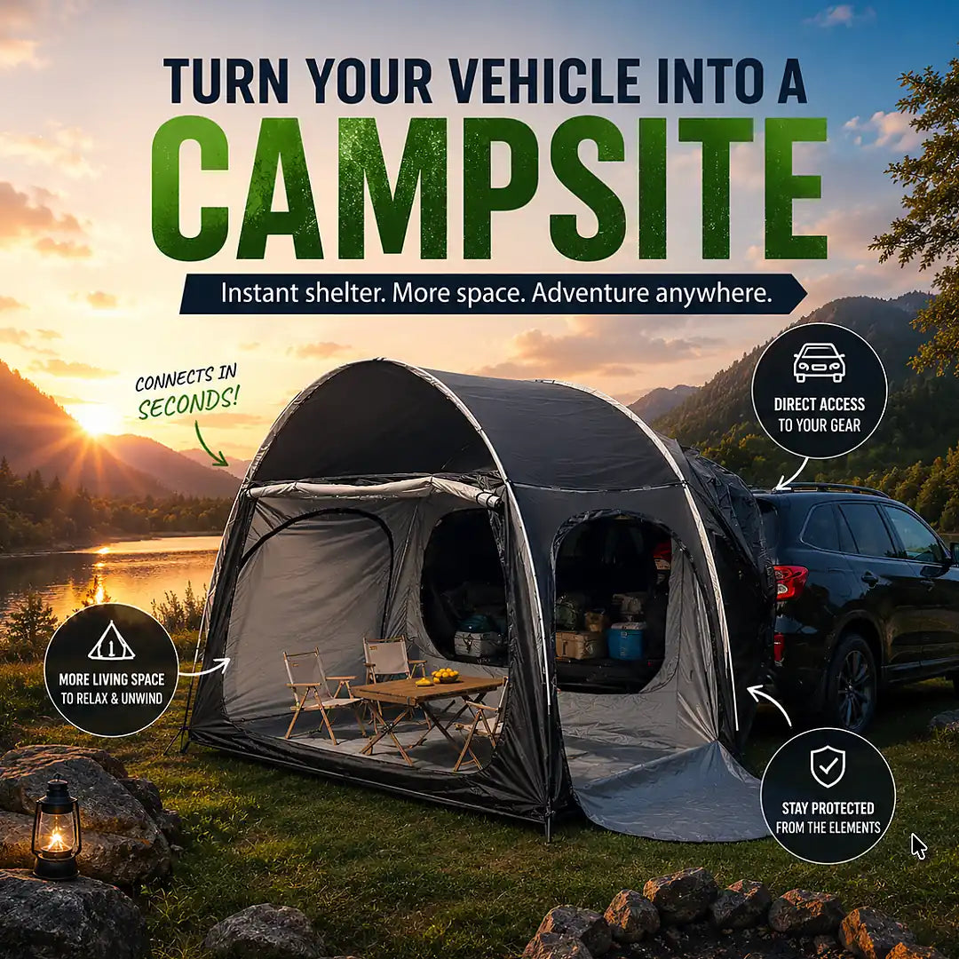 car tail tent HighPeak SUV Rear Tent – Large Waterproof Tail Shelter for Any Car Black