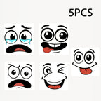 Cartoon Face Stickers Pack showing all five expressions included in the vinyl decal set