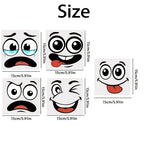 Cartoon Face Stickers Pack size guide showing each of the five decals measures 15 by 15 centimeters