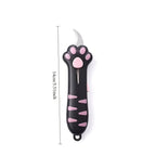 Cat Paw Box Cutter front view with extended curved blade and an illustrated 14 cm overall length guide.