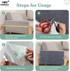 Cat Scratching Wall Mat installation guide showing measuring, cutting, peeling, and pressing in place