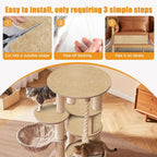 Cat Scratching Wall Mat three-step guide showing cutting, peeling the backing, and applying it
