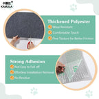 Cat Scratching Wall Mat detail graphic showing the polyester surface and self-adhesive backing