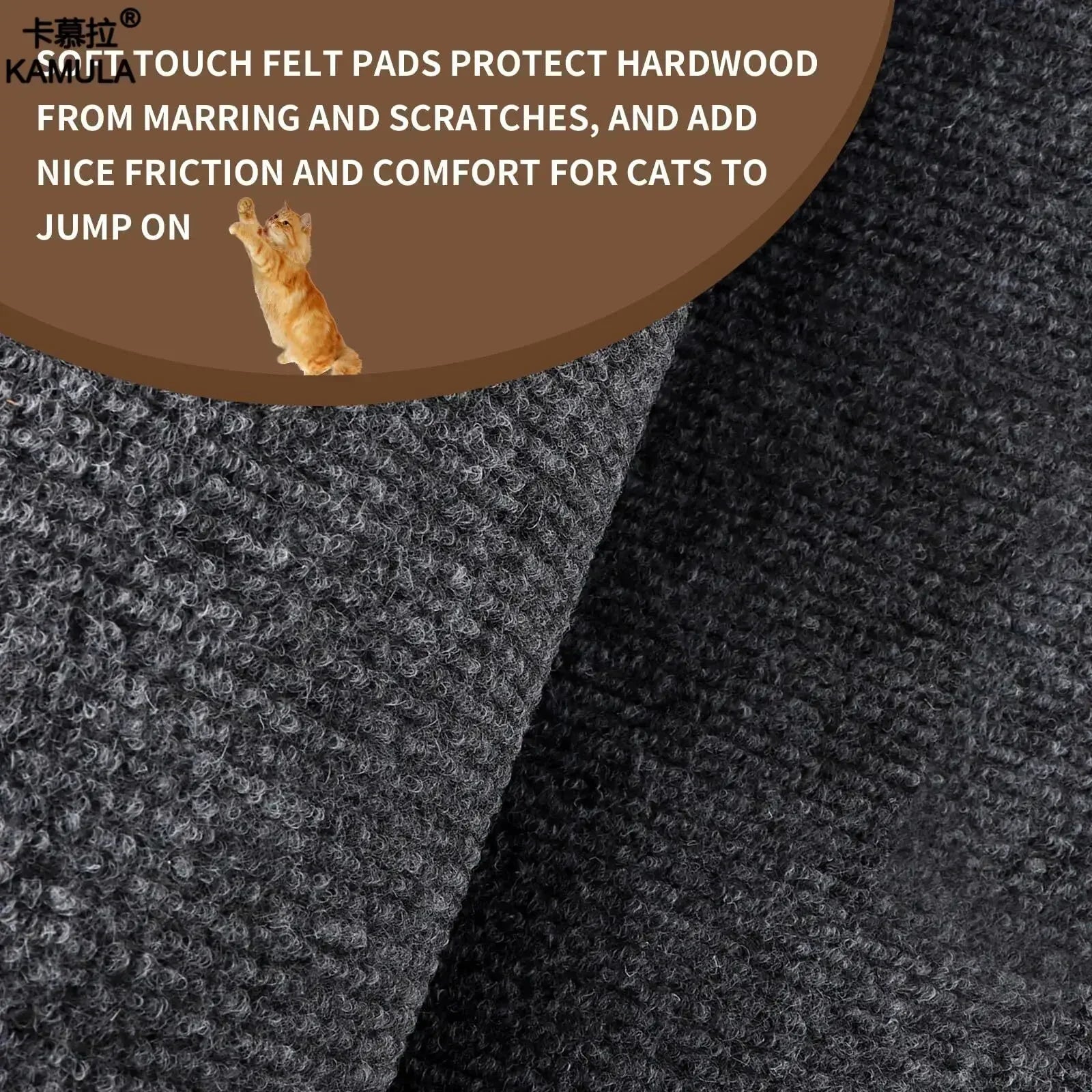 Cat Scratching Wall Mat close-up showing the dark gray non-woven textured scratching surface