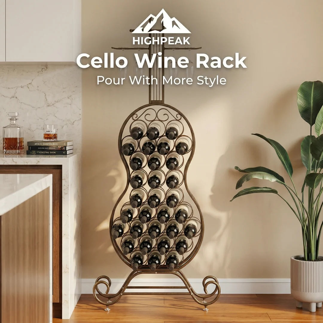 HighPeak Cello Wine Rack | Freestanding Bottle Storage Decor