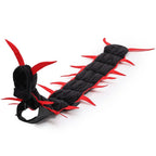 Centipede Pet Costume with red legs and antennae, showing the black segmented body and fastening straps.