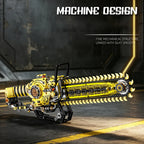 Side view of the yellow and black chainsaw block model with a Machine Design feature callout.