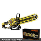 Chainsaw Building Block Set beside its retail box, labeled model 13108 and 1096 pieces.