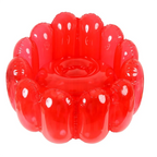 Cherry Jelly Inflatable Chair assembled with its round seat and glossy red bubble-shaped back and arms.