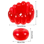 Cherry Jelly Inflatable Chair size guide showing 75 cm width, 56 cm height and separate cushion dimensions.