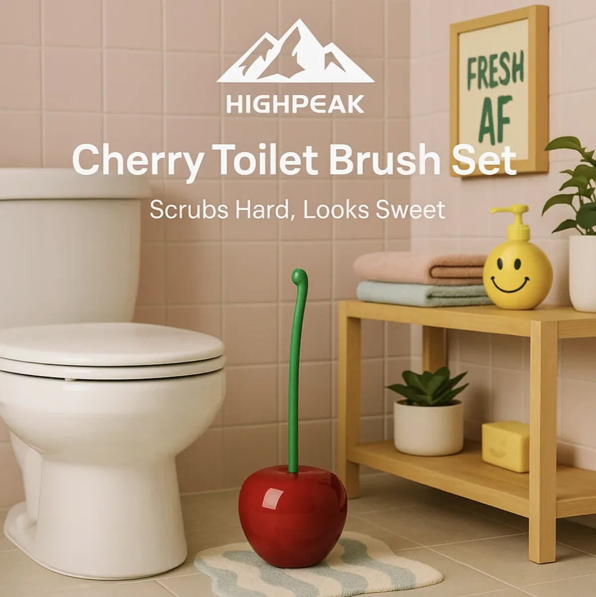 Cherry Toilet Brush Set