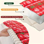 Christmas Sofa Pad Cover layered detail showing plush red fabric, quilted fill, and anti-slip backing