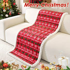 Christmas Sofa Pad Cover draped over a sofa seat and backrest in a festive living room display