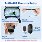 Cold Therapy Knee System setup guide showing the pump, connections, knee wrap and wired controls.