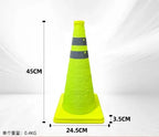Collapsible Reflective Safety Cone, 45 cm standard model with 24.5 cm base and 3.5 cm collapsed height