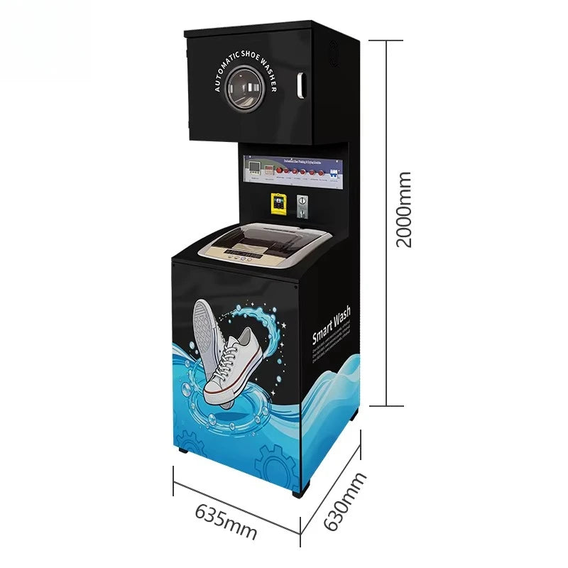 Commercial Shoe Cleaning Station dimension guide showing a 2000 by 635 by 630 millimeter cabinet