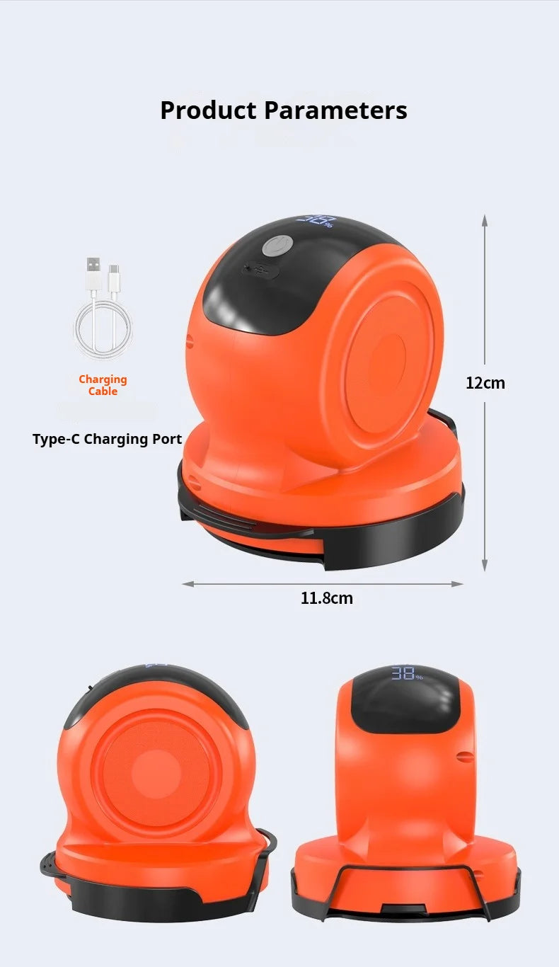 Cordless car polisher dimensions and USB Type-C charging port