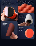 Hook-and-loop polishing pad set with sponge wool and sanding pads