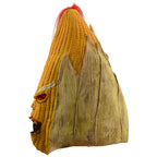 Corn Monster Halloween Mask left-facing profile showing sculpted kernels and layered pale corn husks.