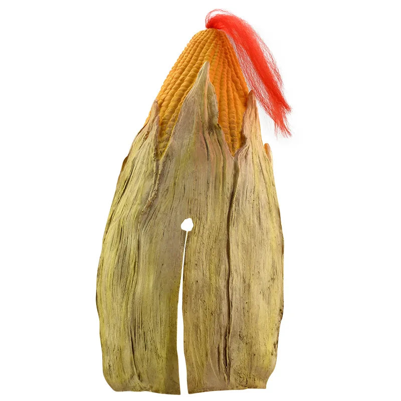 Corn Monster Halloween Mask rear view showing the layered husk texture and vertical opening at the back.
