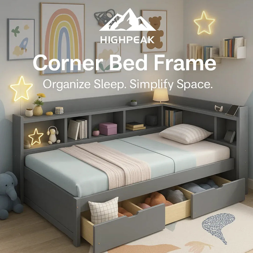 Corner Bed Frame with Stands