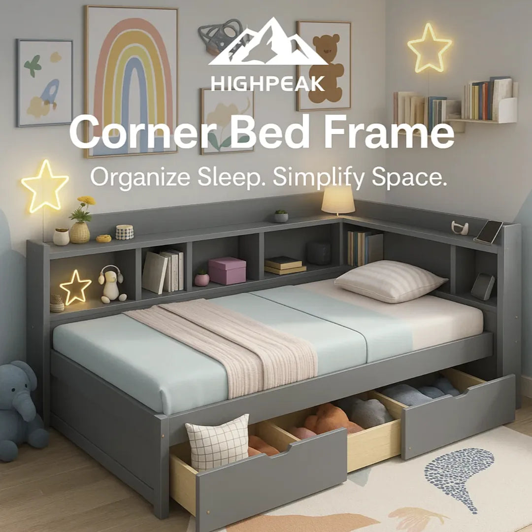 Corner Bed Frame with Stands