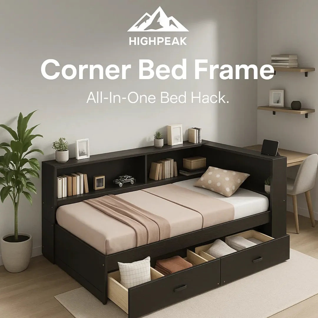 Corner Bed Frame with Stands