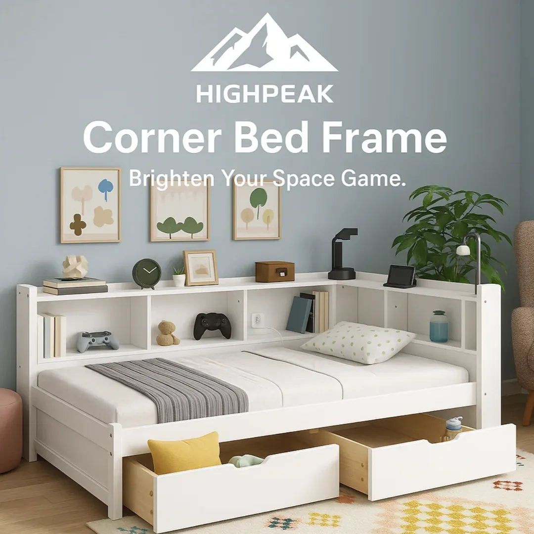 Corner Bed Frame with Stands