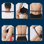 Curved Back Massage Stick demonstrated on the neck, thighs, abdomen, lower back and calf in six panels