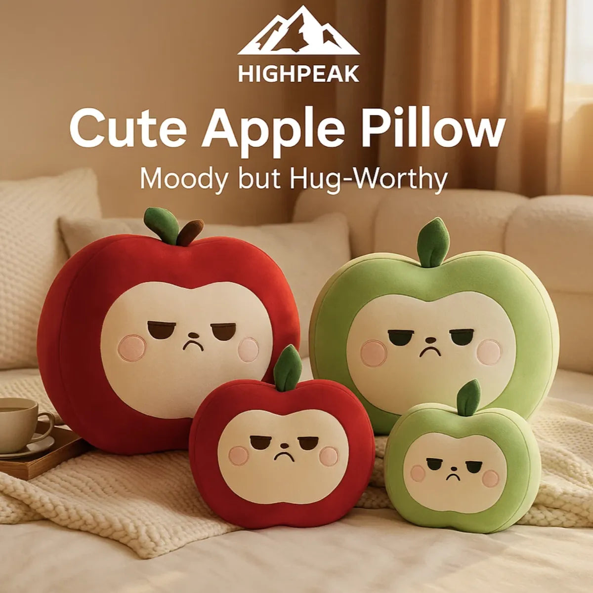 Cute Grumpy Apple Pillow