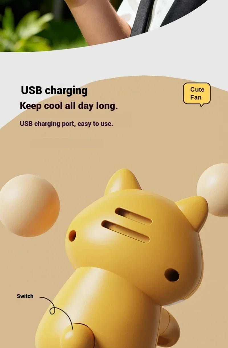 Cute Food Cooling Fan rear view showing air vents and the switch beneath a USB charging heading