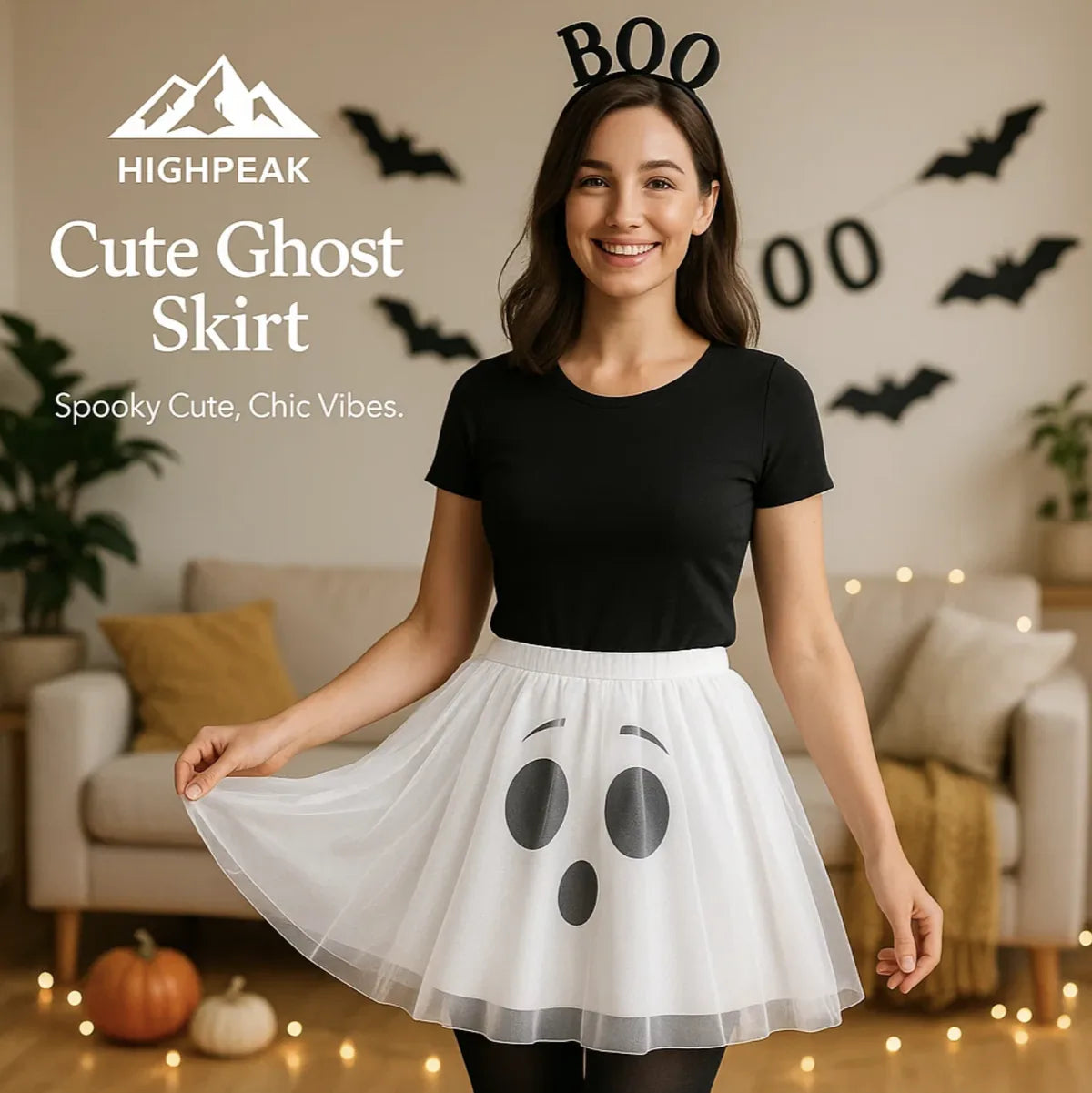 Cute Pumpkin Ghost Skirt