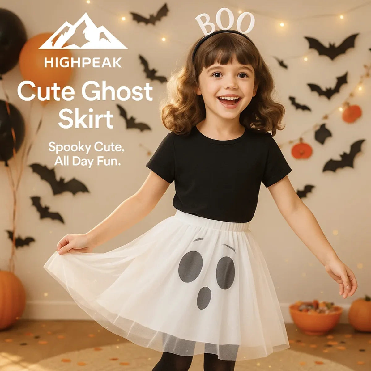 Cute Pumpkin Ghost Skirt