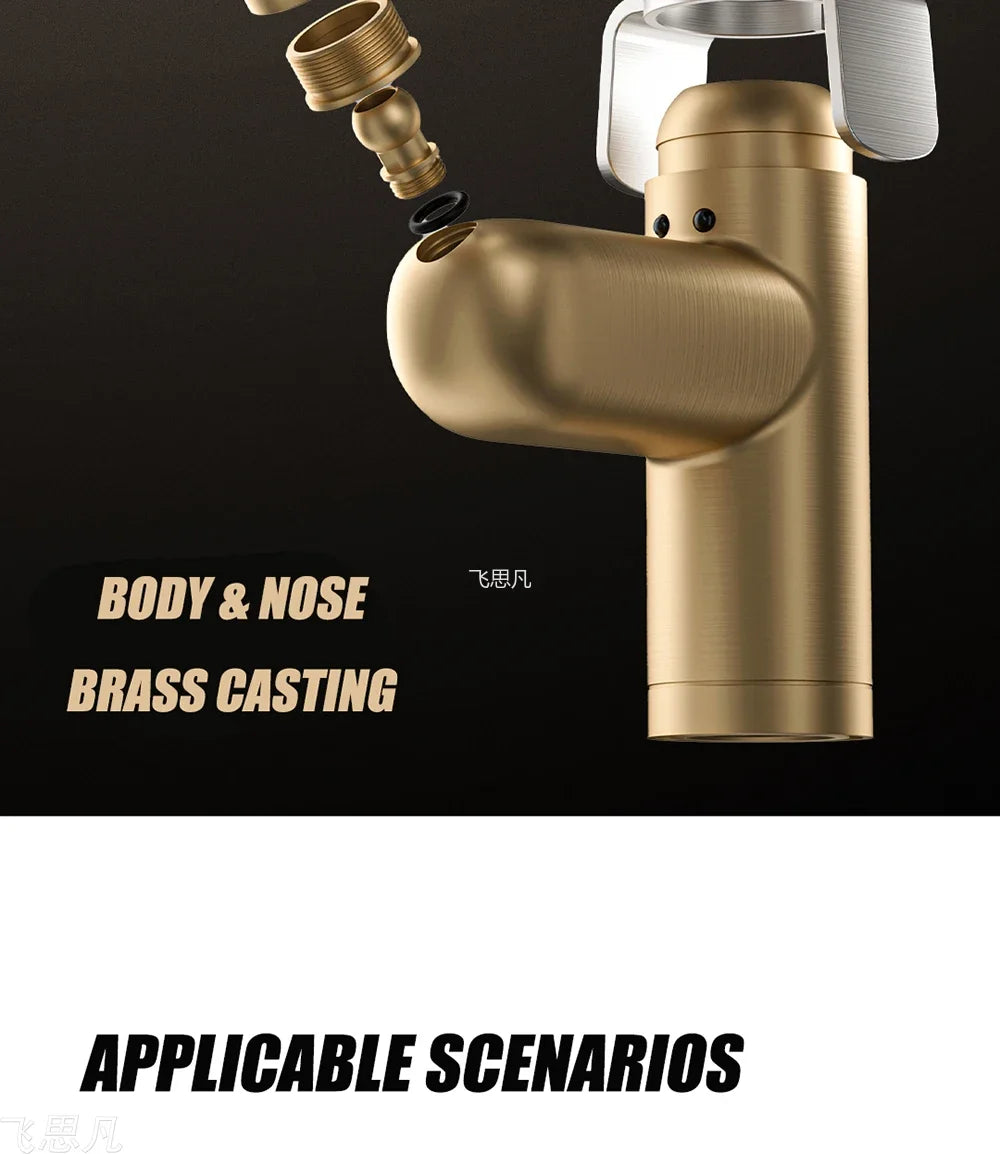 Exploded view highlighting the puppy faucet brass body and nose casting