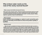 Supplier explanation of water marks from factory water testing of the puppy faucet