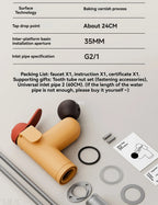 Puppy faucet package layout with two inlet hoses, mounting hardware, and instructions