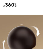 Large close-up of the brown puppy faucet nose with a 360-degree rotation arrow